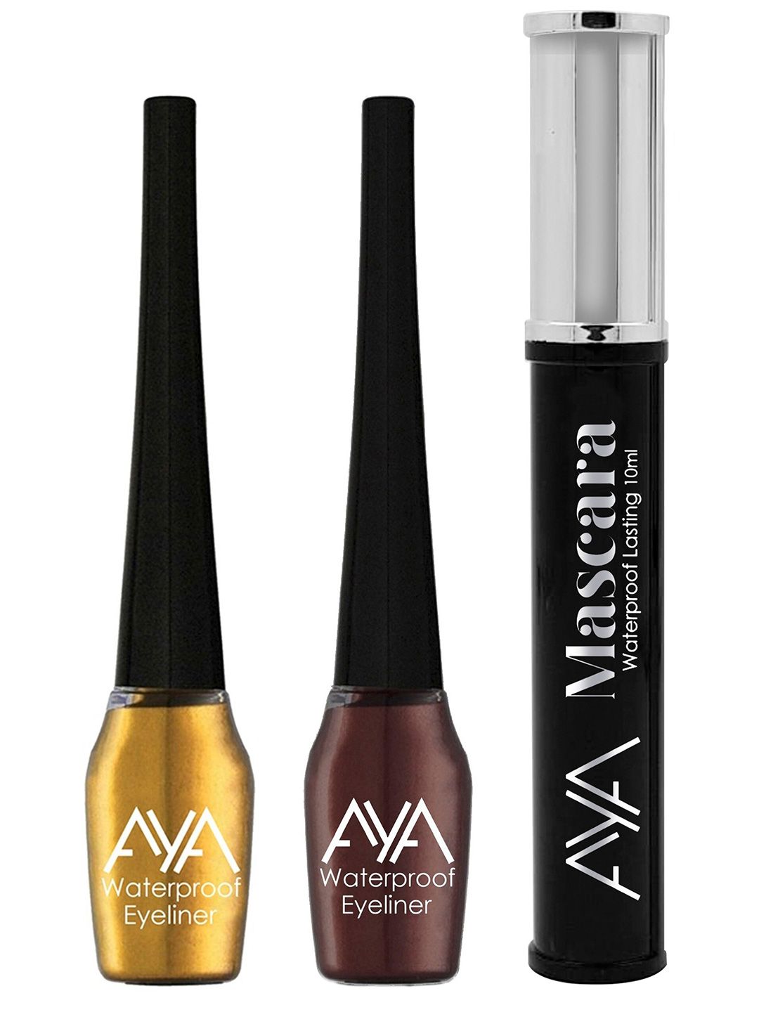 AYA Set of 3 Waterproof Liquid Eyeliner & Black Mascara Price in India