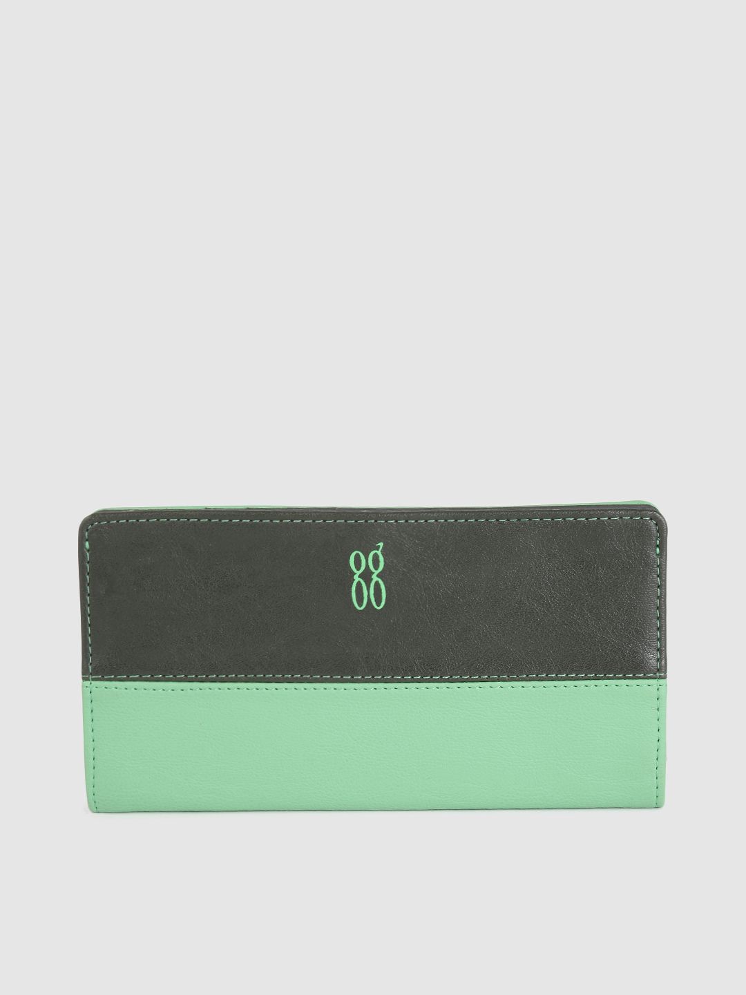Baggit Women Green & Black Colourblocked Two Fold Wallet Price in India