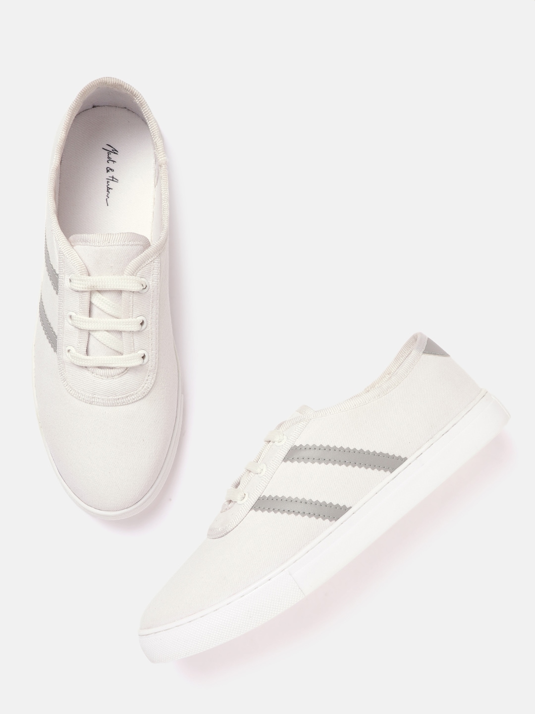 Mast & Harbour Women Off-White Solid Sneakers Price in India