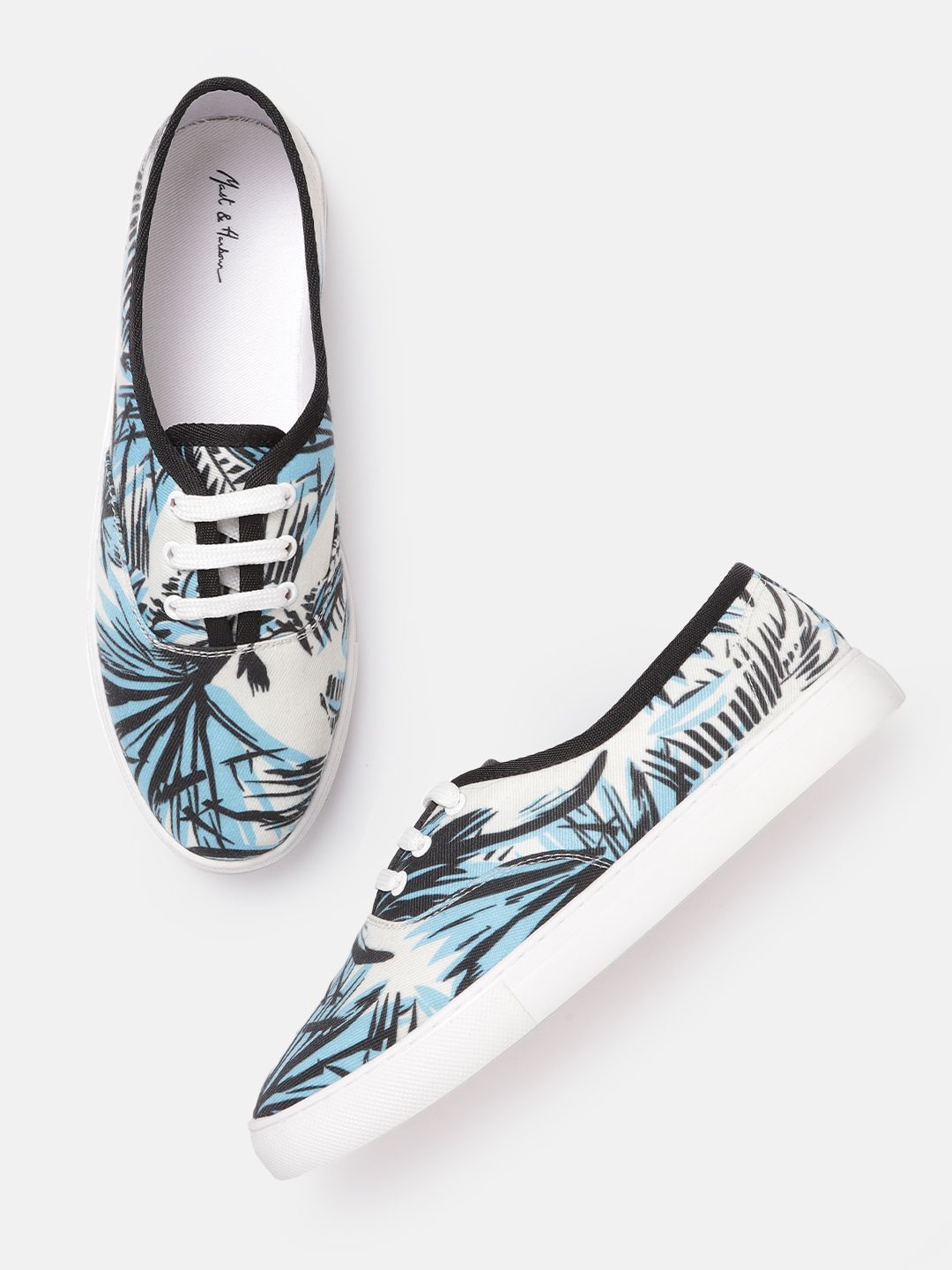 Mast & Harbour Women Cream-Coloured Abstract Print Sneakers Price in India