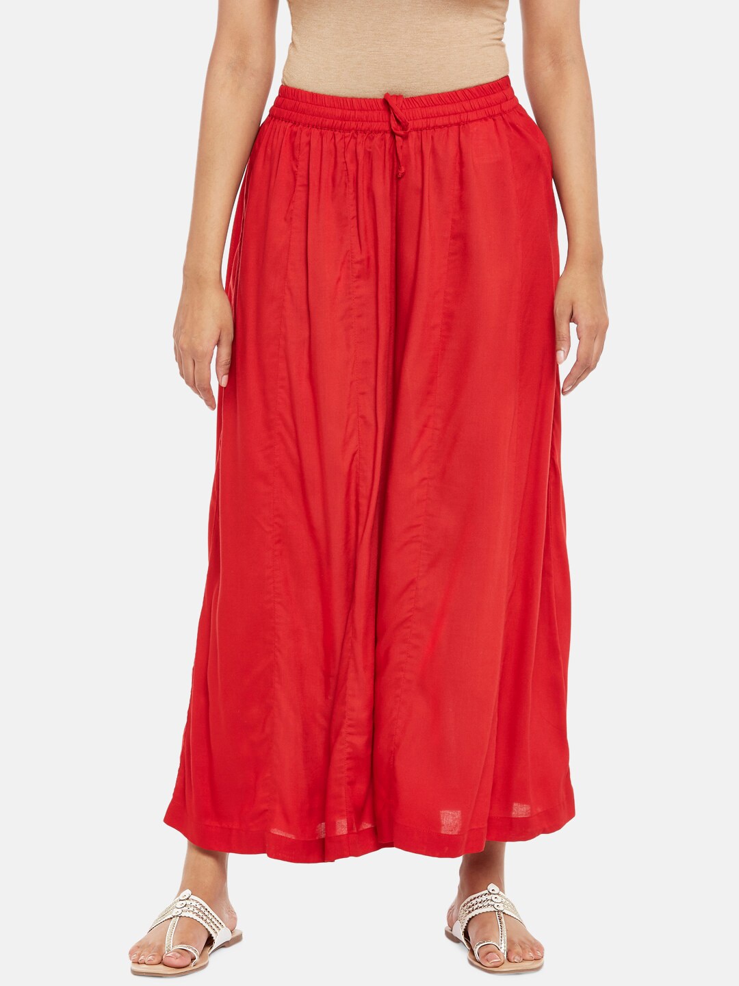 RANGMANCH BY PANTALOONS Women Red Flared Ethnic Palazzos Price in India