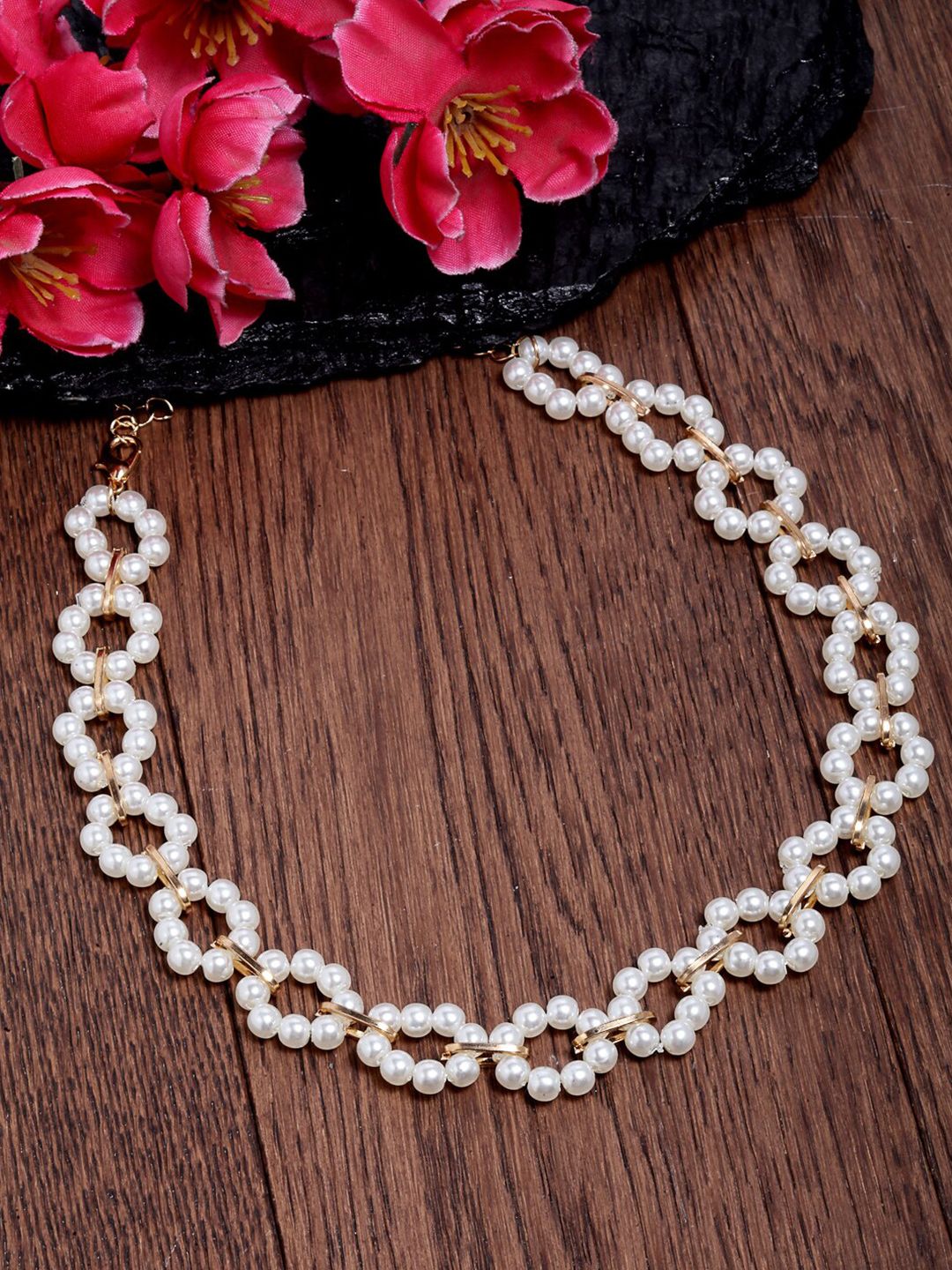Ferosh Gold-Toned & White Choker Necklace Price in India