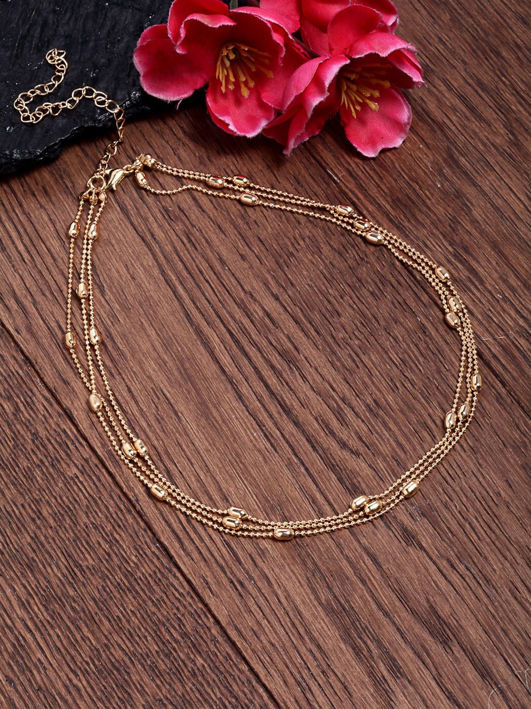 Ferosh Women Gold-Toned Silver Gold Plated Layered Necklace Price in India