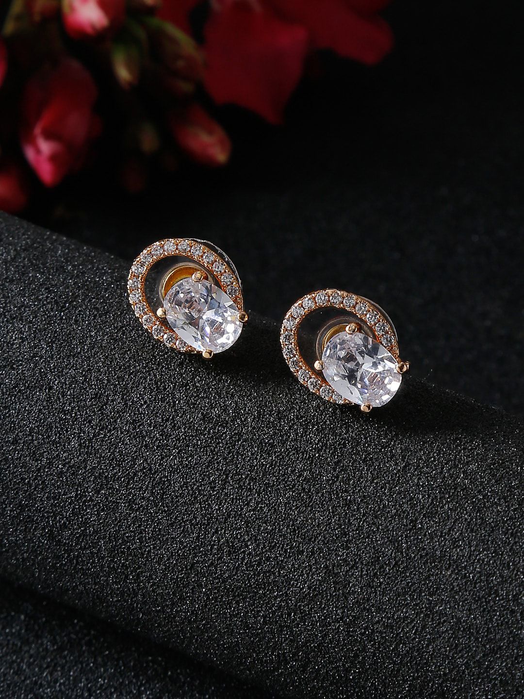 NEUDIS Gold Plated Oval Studs Earrings Price in India