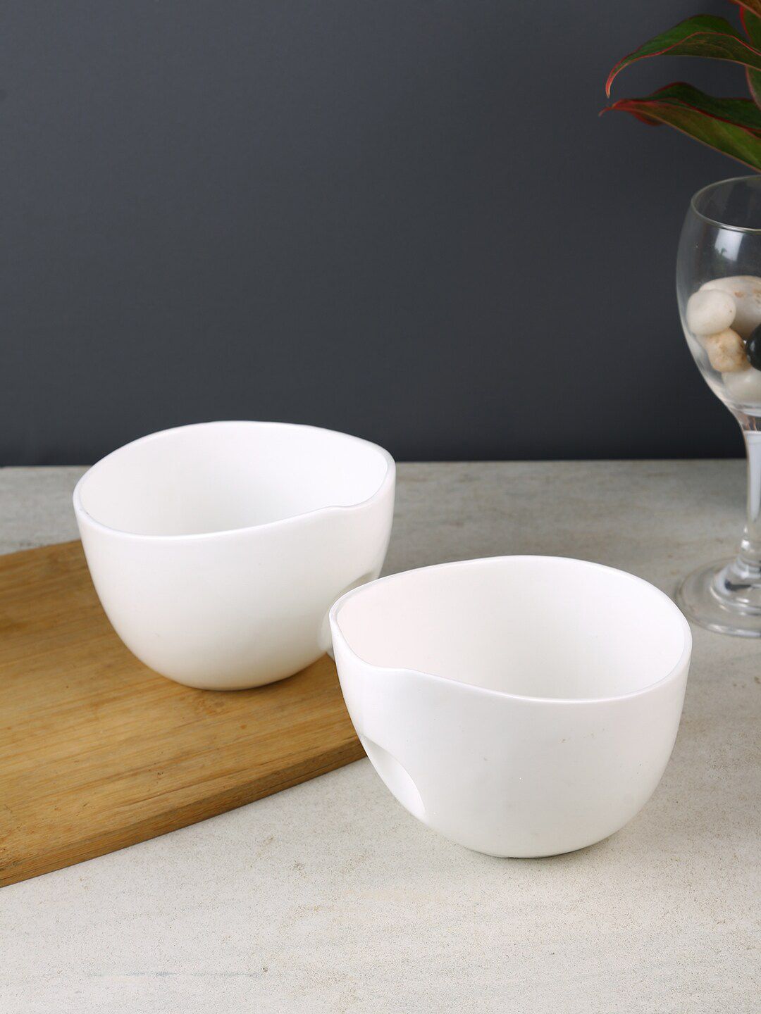 Aapno Rajasthan Set of 2 White Profound Noodle/Cereal Bowls Price in India