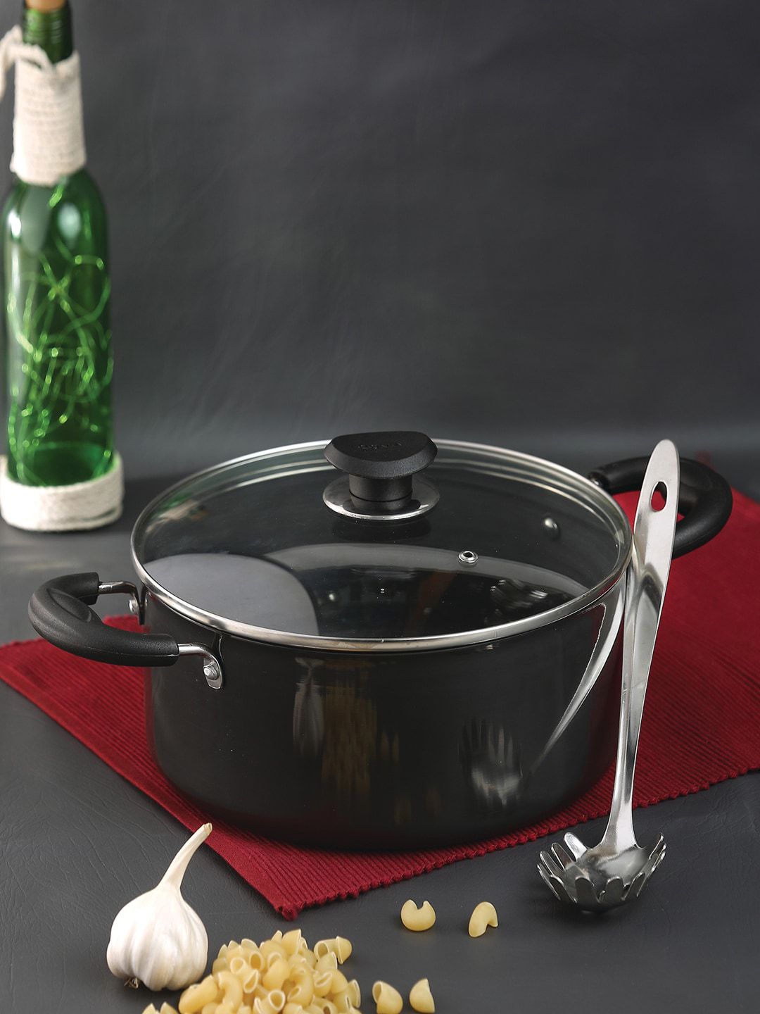 Vinod Black Solid Sauce Pot With Lid Price in India