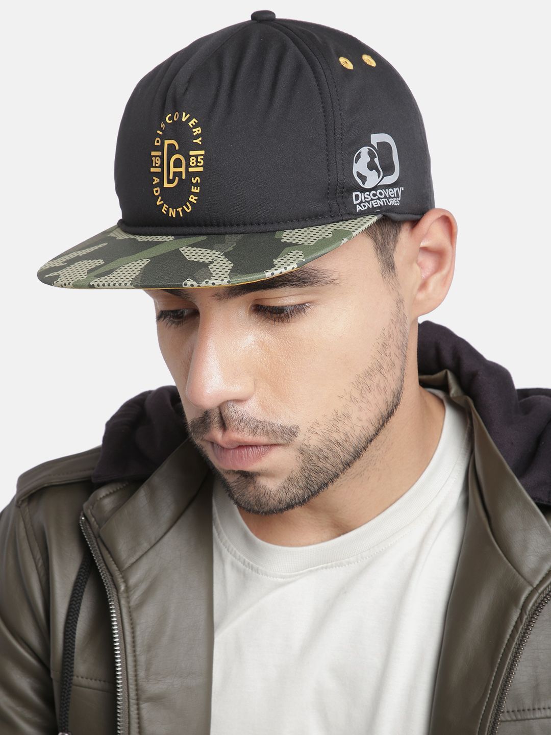 Roadster Unisex Black Printed Discovery Snapback Cap Price in India