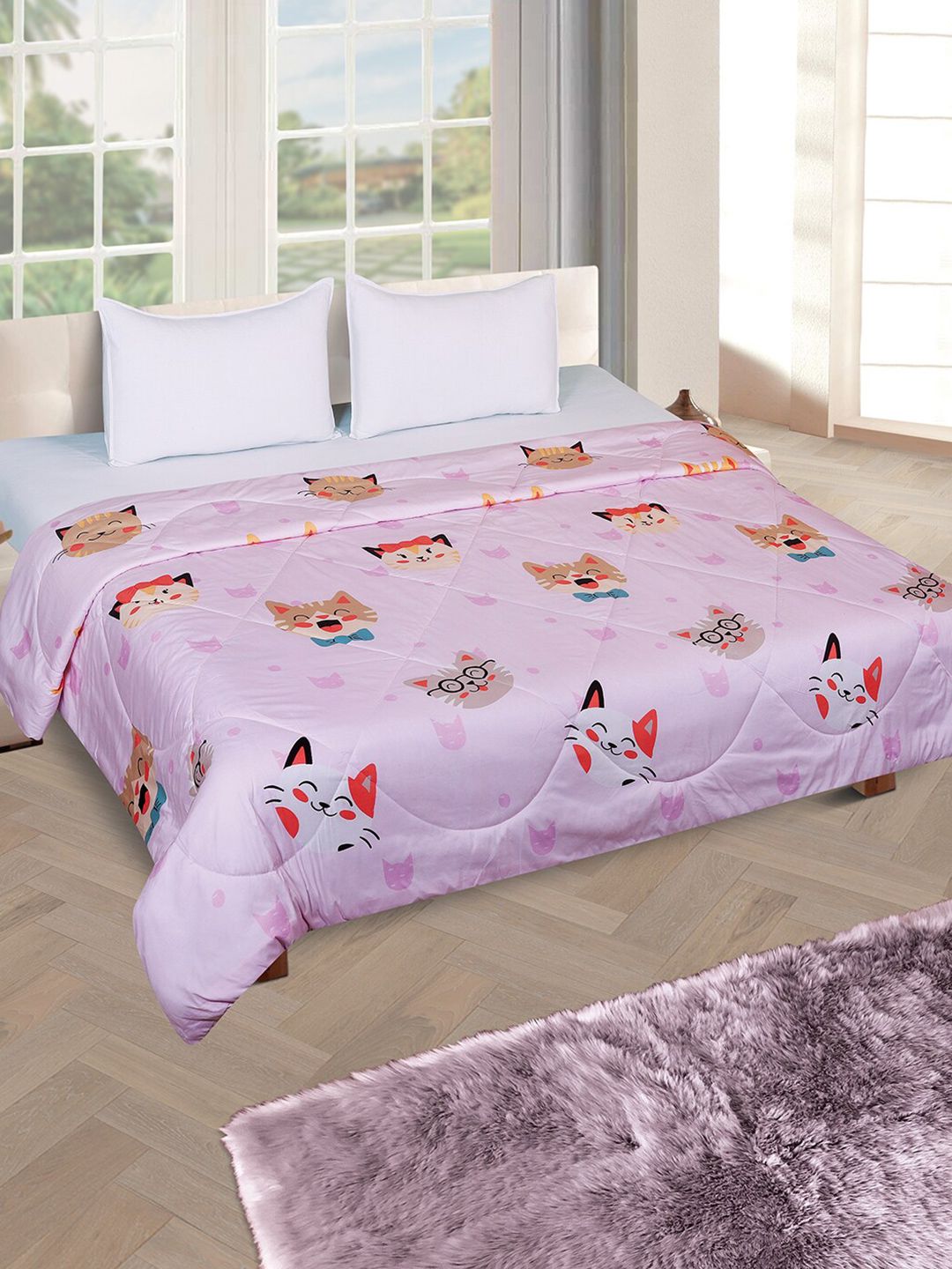 ROMEE Purple Printed 210 GSM AC Room Double Bed Comforter Price in India