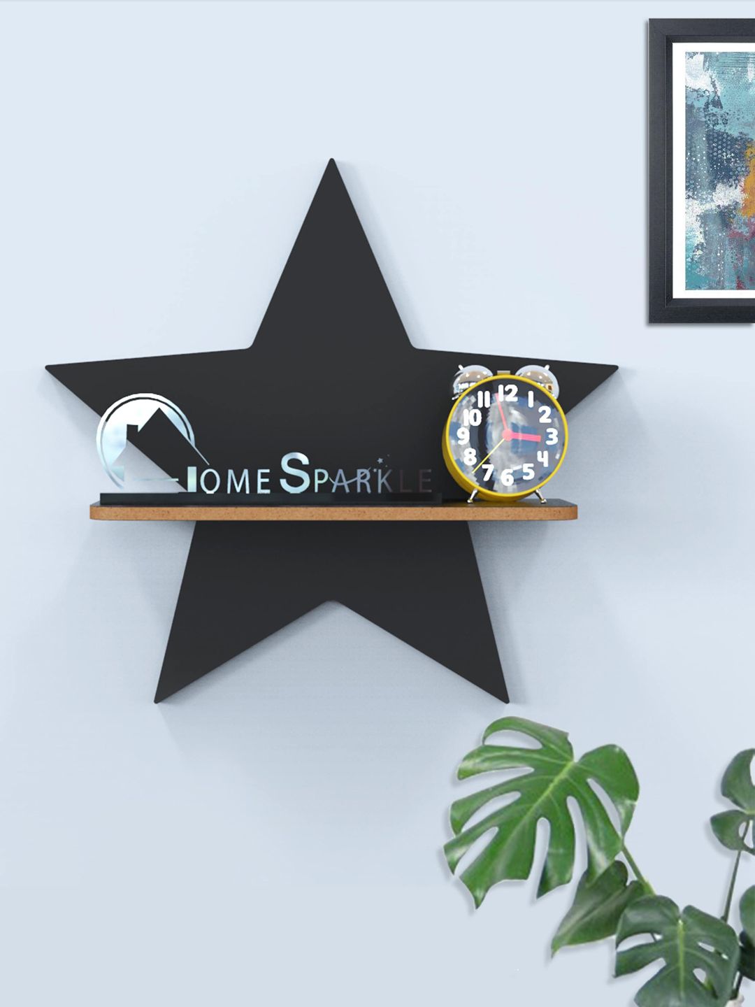 Home Sparkle Black MDF Basic Wall Shelf Price in India