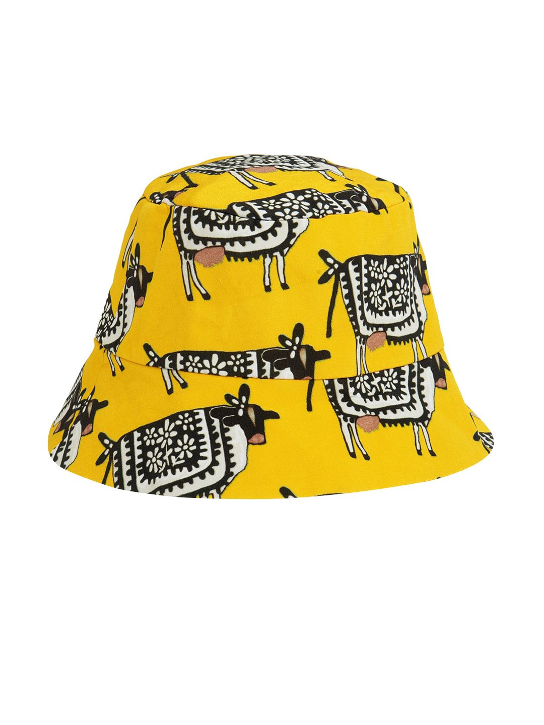 Masaba Women Yellow & Black Printed Bucket Hat Price in India
