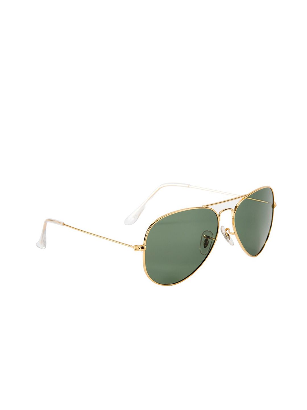 GIO COLLECTION Unisex Green Lens & Gold-Toned Aviator Sunglasses with UV Protected Lens Price in India