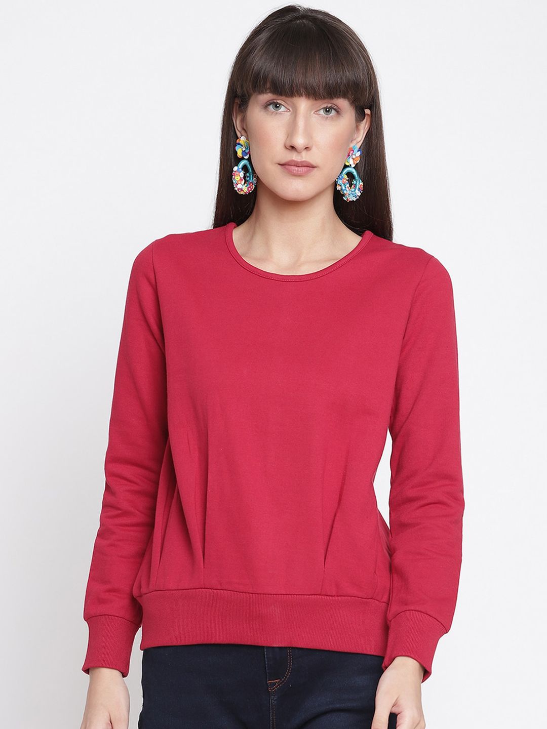The Vanca Women Red Sweatshirt Price in India