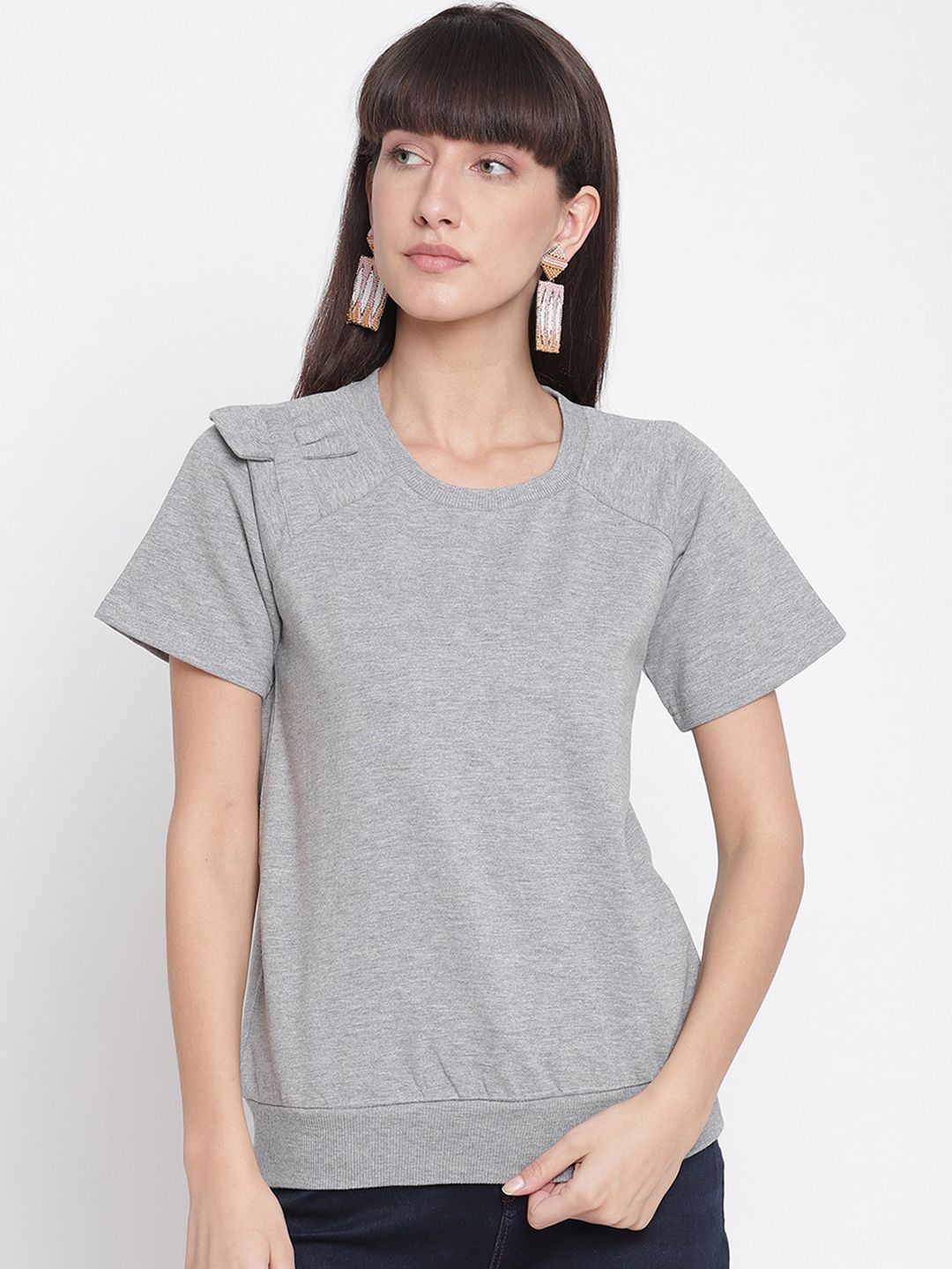 The Vanca Women Grey Solid Fleece Sweatshirt Price in India