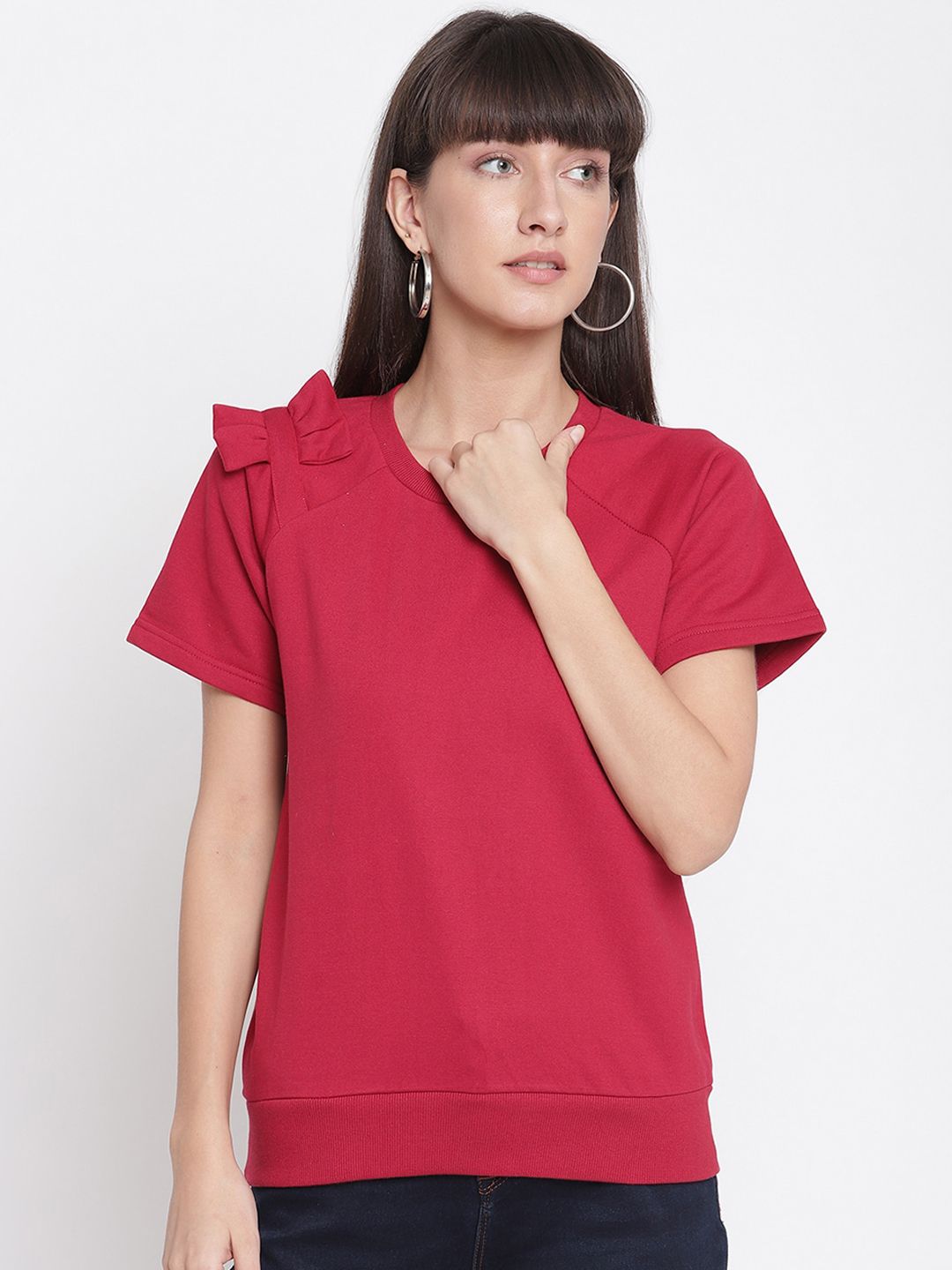 The Vanca Women Red Bow Style Sweatshirt Price in India
