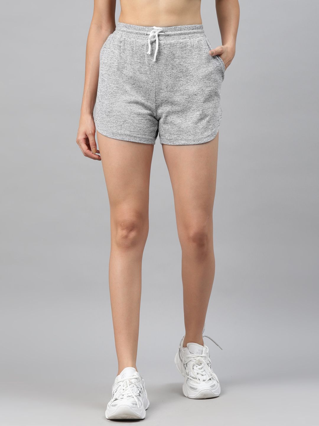 Laabha Women Grey Slim Fit Running Sports Shorts Price in India