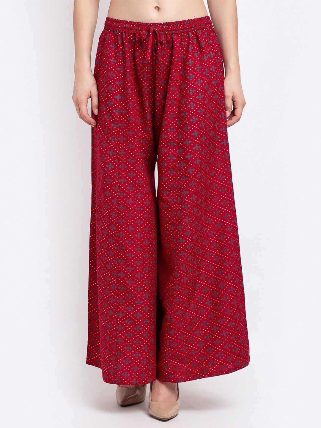 GRACIT Women Maroon Printed Rayon Palazzo Price in India