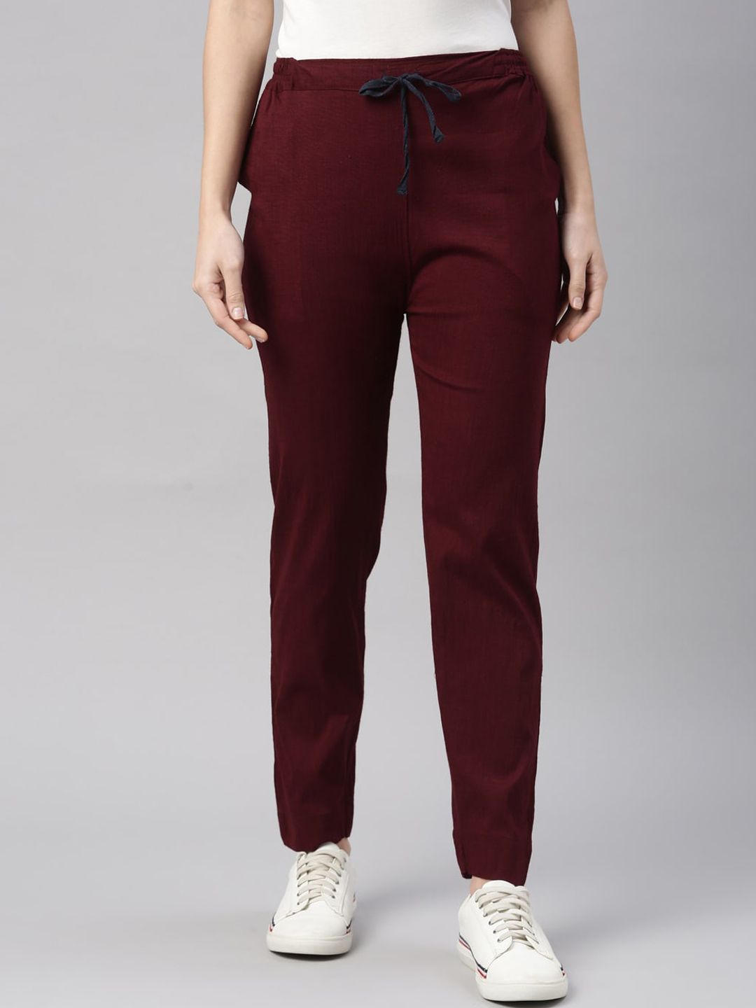 Kryptic Women Burgundy Trousers Price in India