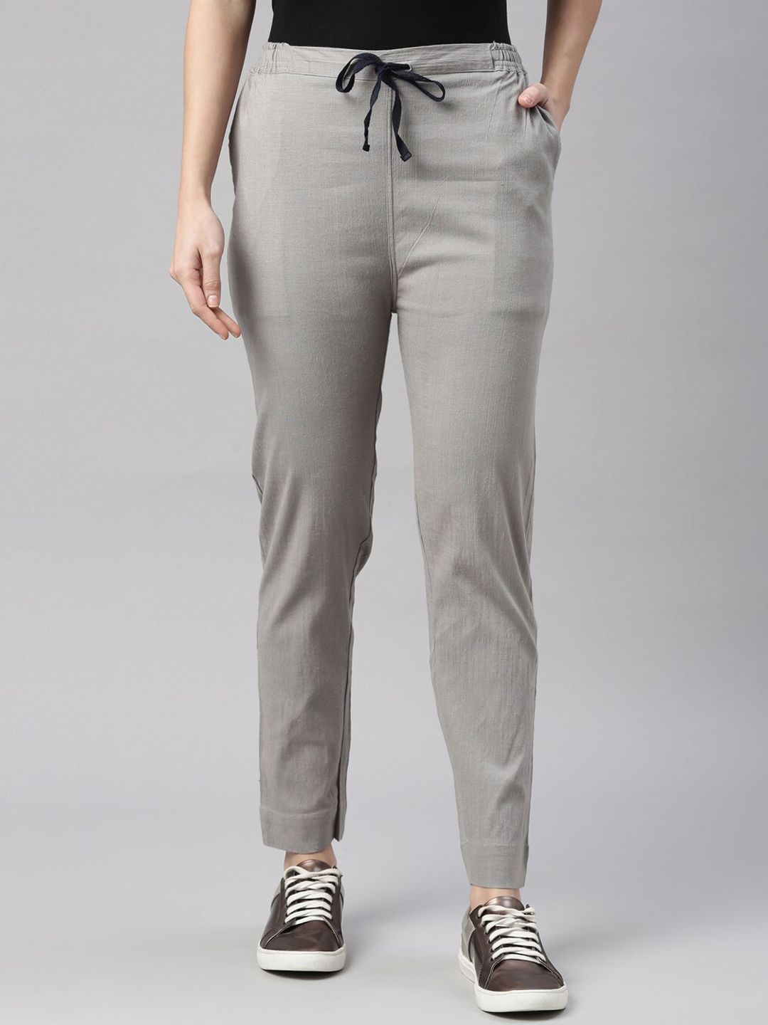 Kryptic Women Grey Slim Fit Joggers Trousers Price in India