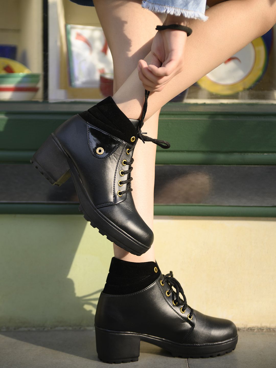 Shoetopia Women Black Block Heeled Boots Price in India