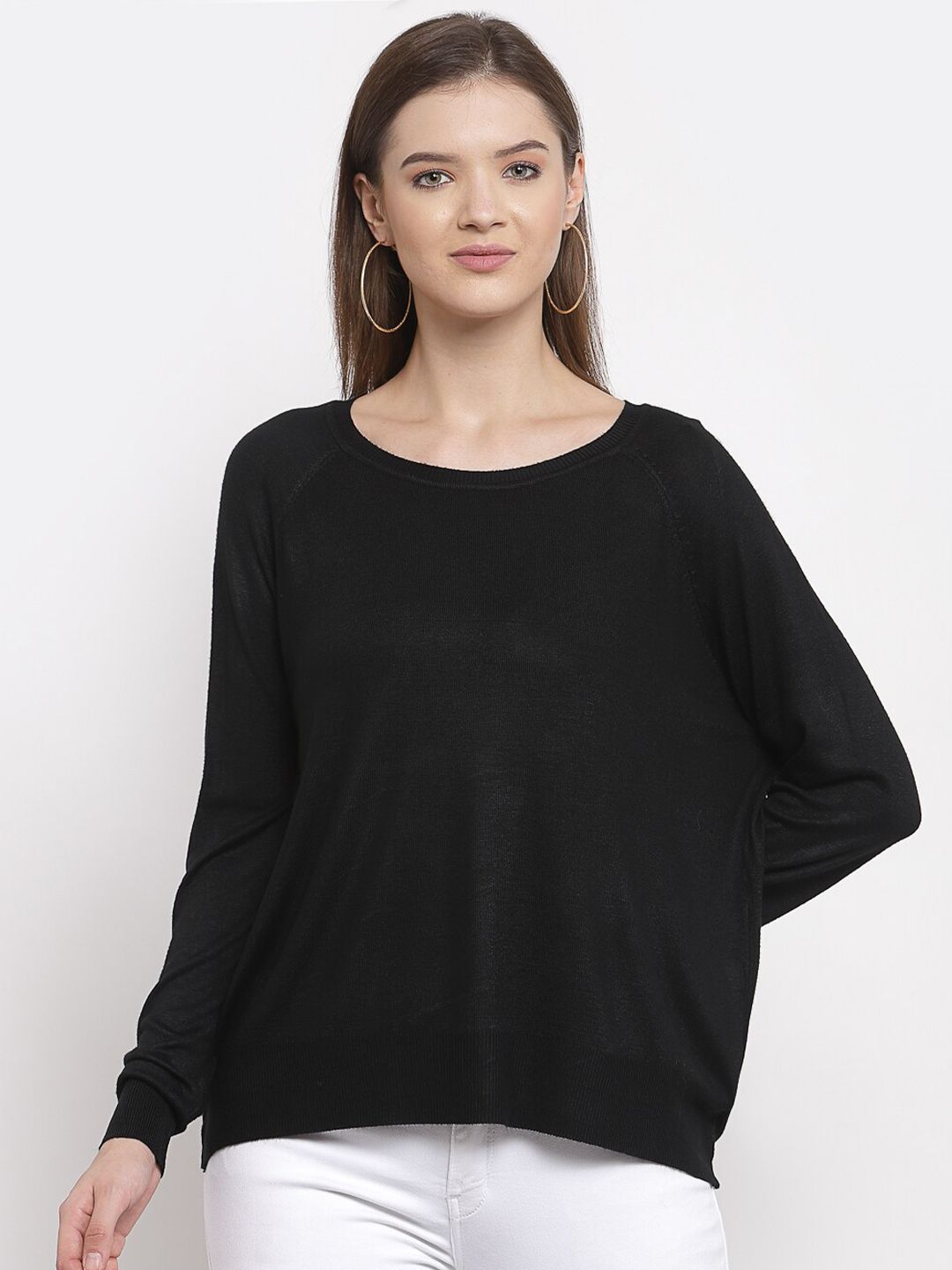 Mafadeny Women Black Solid Pullover Price in India