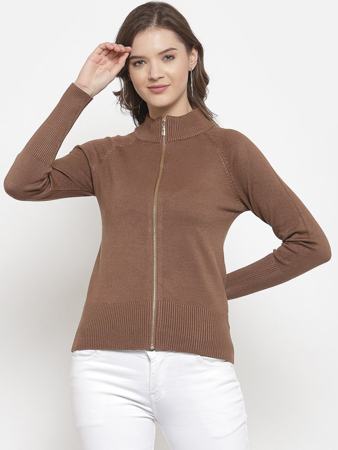 Mafadeny Women Brown Cardigan Price in India