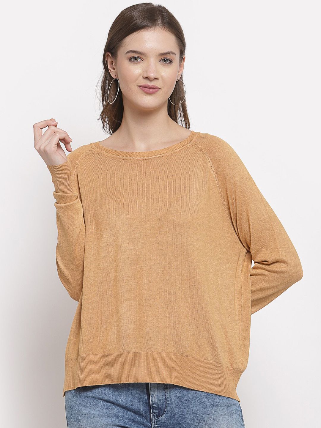 Mafadeny Women Mustard Solid Pullover Price in India