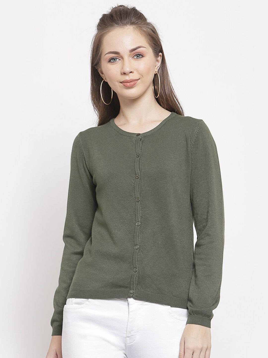 Mafadeny Women Green Cardigan Price in India