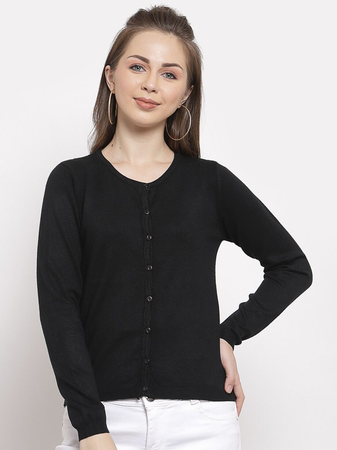 Mafadeny Women Black Cardigan Price in India