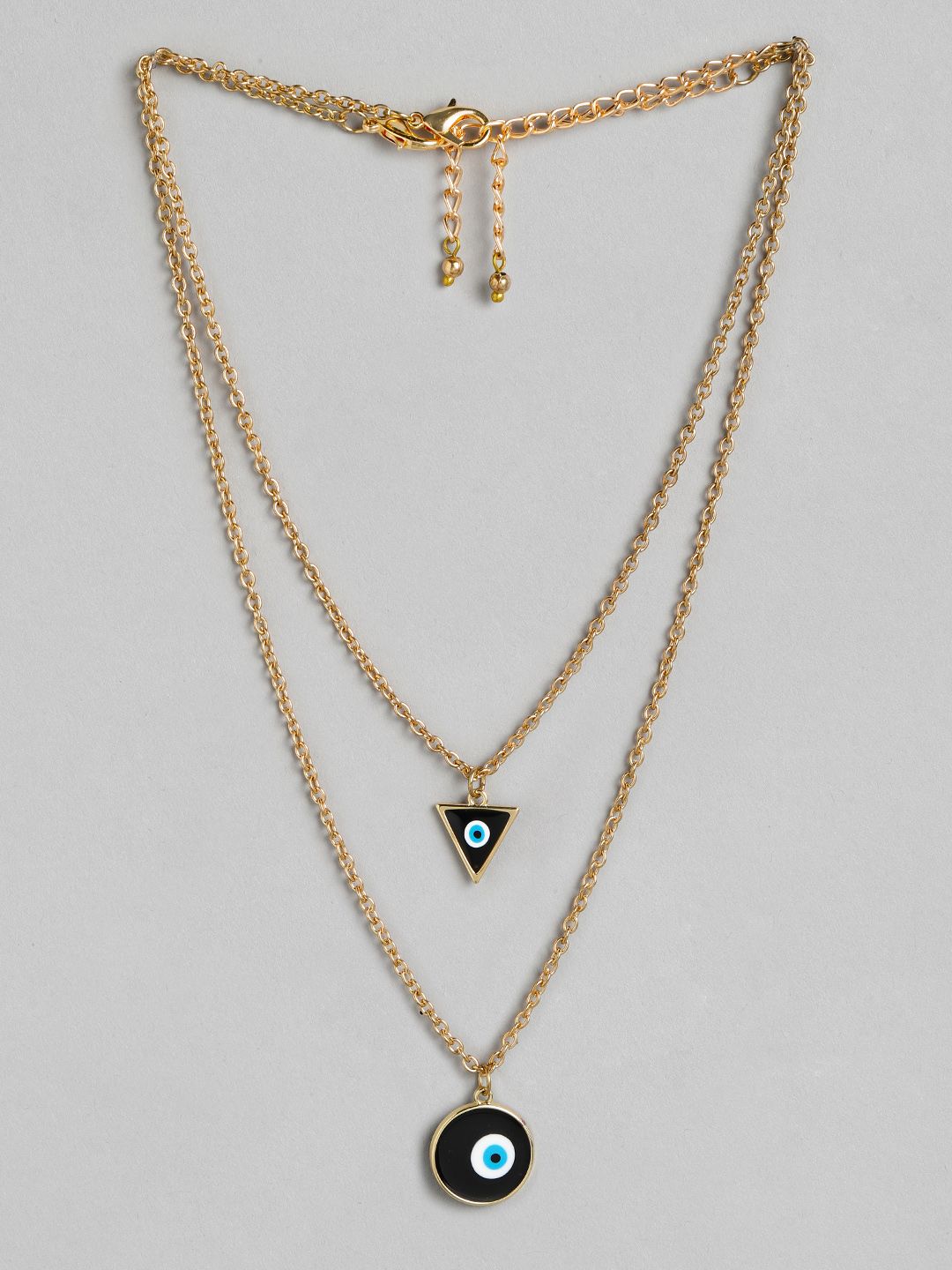 Blueberry Set of 2 Gold Plated Evil Eye Chain Necklace Price in India