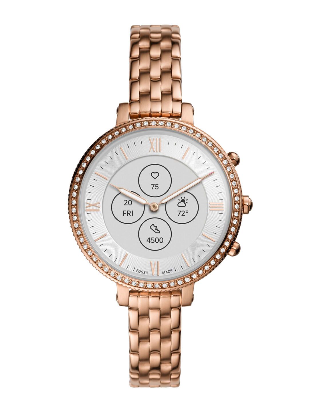 Fossil Women Rose Gold-Toned & White Solid Smart Watch FTW7037 Price in India