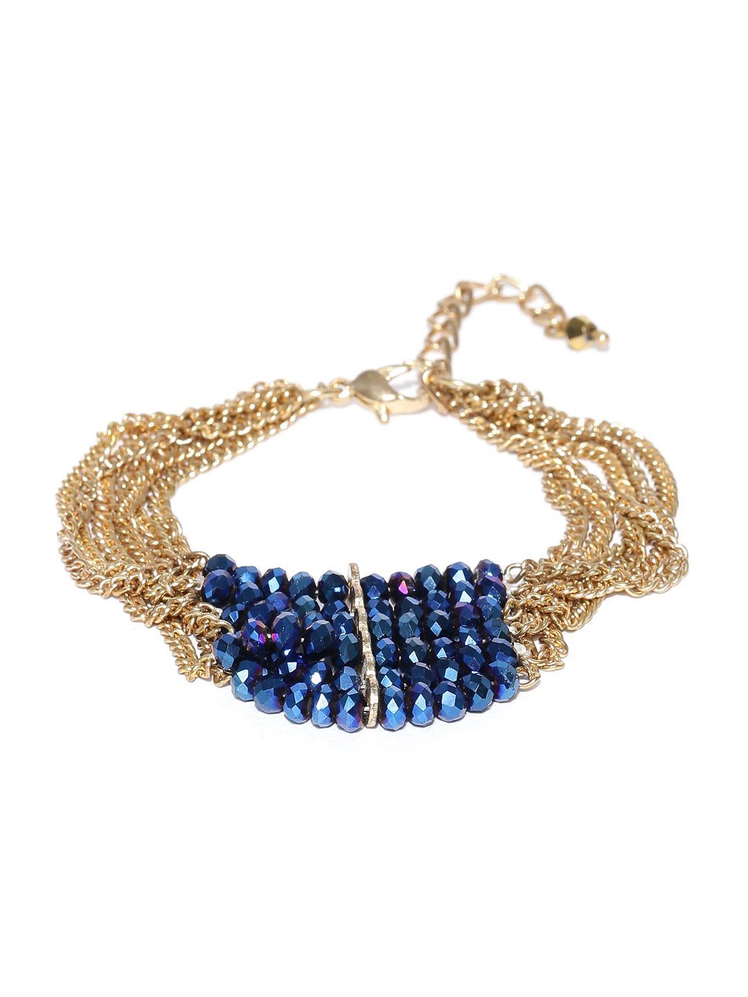 Blueberry Blue & Gold-Toned Multistranded Stone-Studded Bracelet Price in India