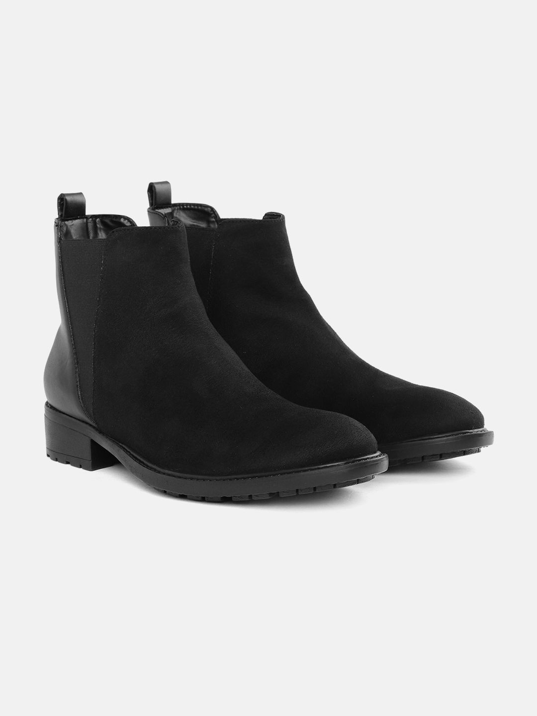 DressBerry Women Black Solid Mid-Top Chelsea Boots Price in India