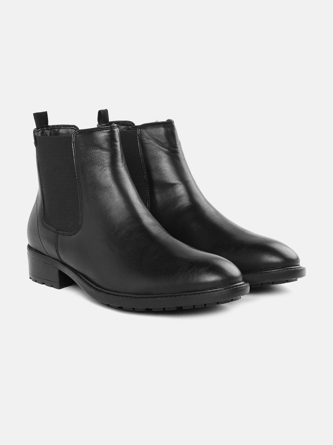 DressBerry Women Black Solid Mid-Top Chelsea Boots Price in India