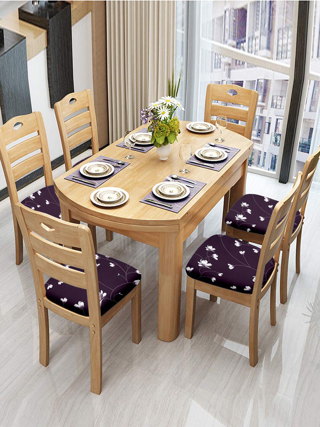 Cortina Purple Chair Pad Covers Price in India