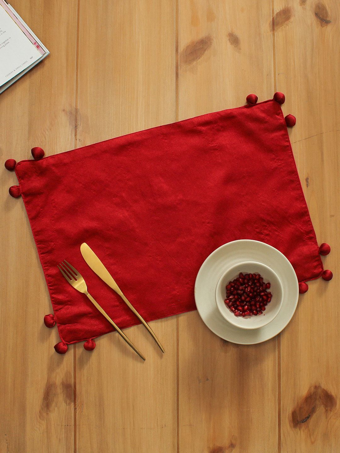 House This Rust Orange Solid Table Place Mat Price in India