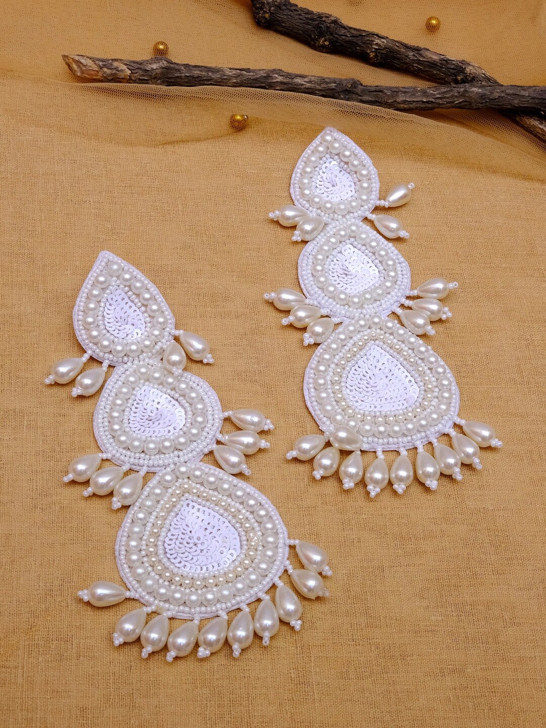 Crunchy Fashion White Contemporary Drop Earrings Price in India