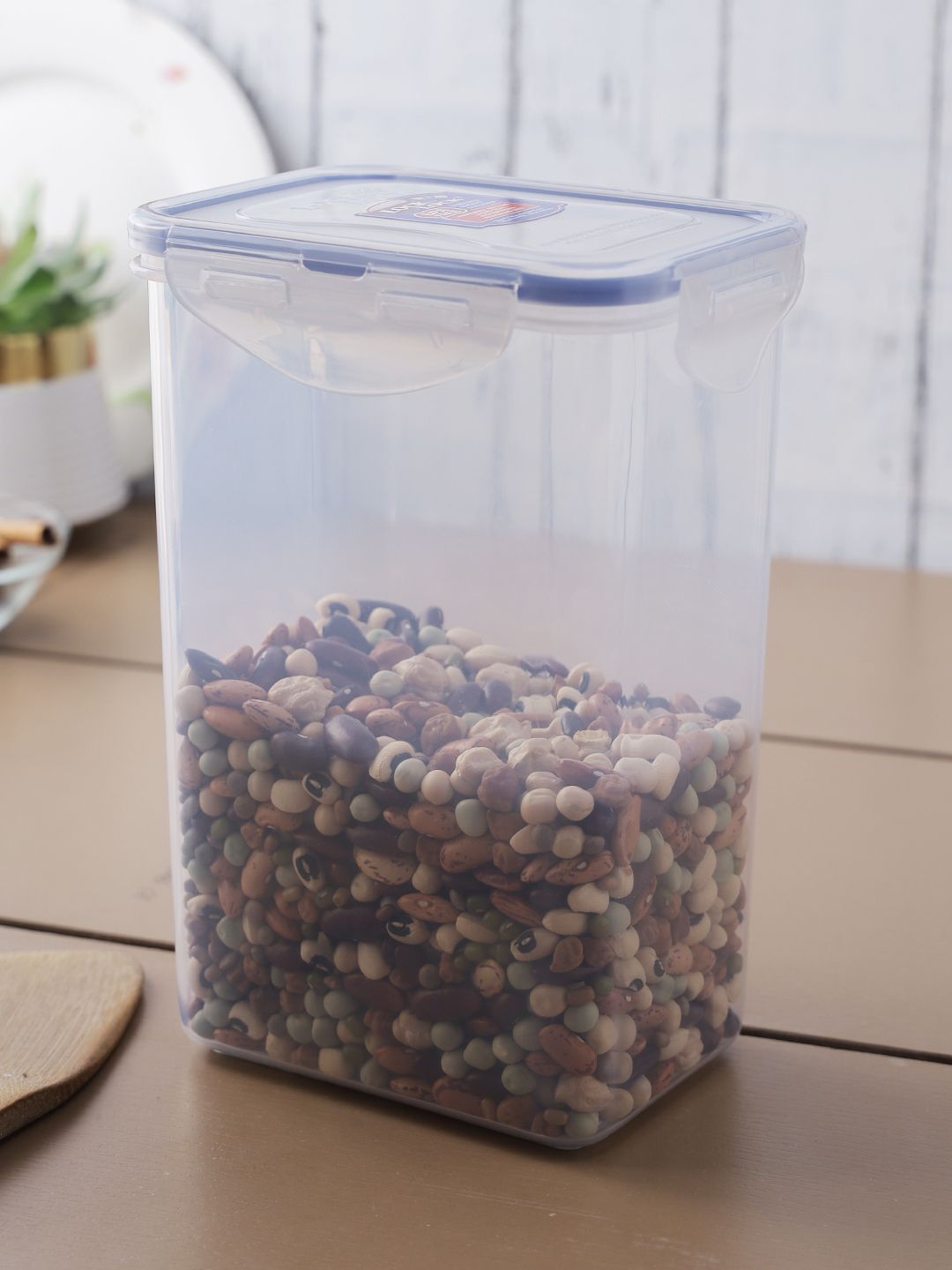 Lock & Lock Transparent & Blue Solid Airtight Plastic Food Container Price in India