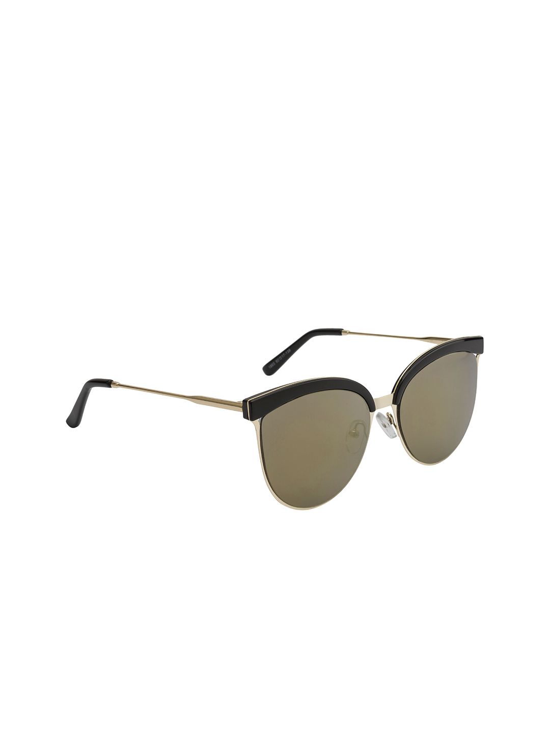 Gold Berg Women Green Lens & Gold-Toned Full Rim Browline Sunglasses GBL-1865_BLK/GLD-Gold Price in India