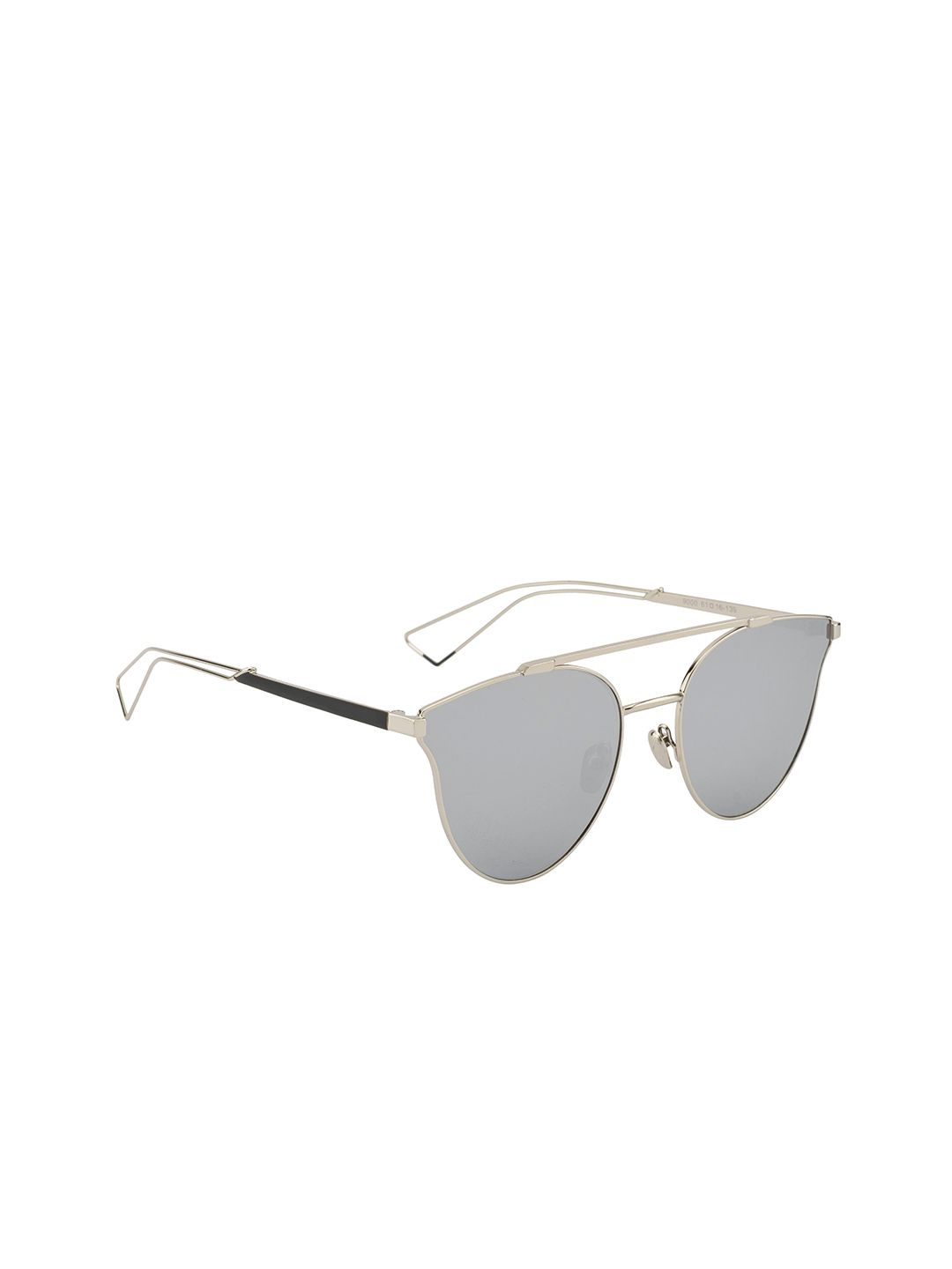 Gold Berg Unisex Mirrored Lens & Silver-Toned Aviator Sunglasses - GBL-9000_SIL-Silver Price in India