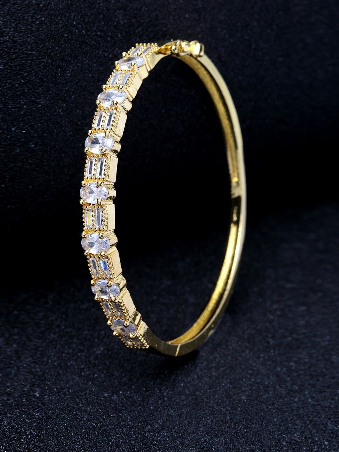 ANIKAS CREATION Women Gold Plated American Diamond Bangle Bracelet Price in India