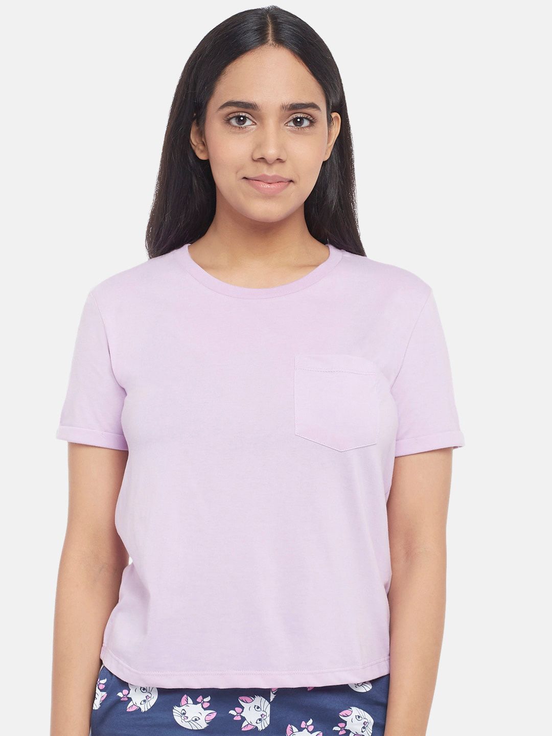 Dreamz by Pantaloons Purple Solid Regular Lounge tshirt Price in India