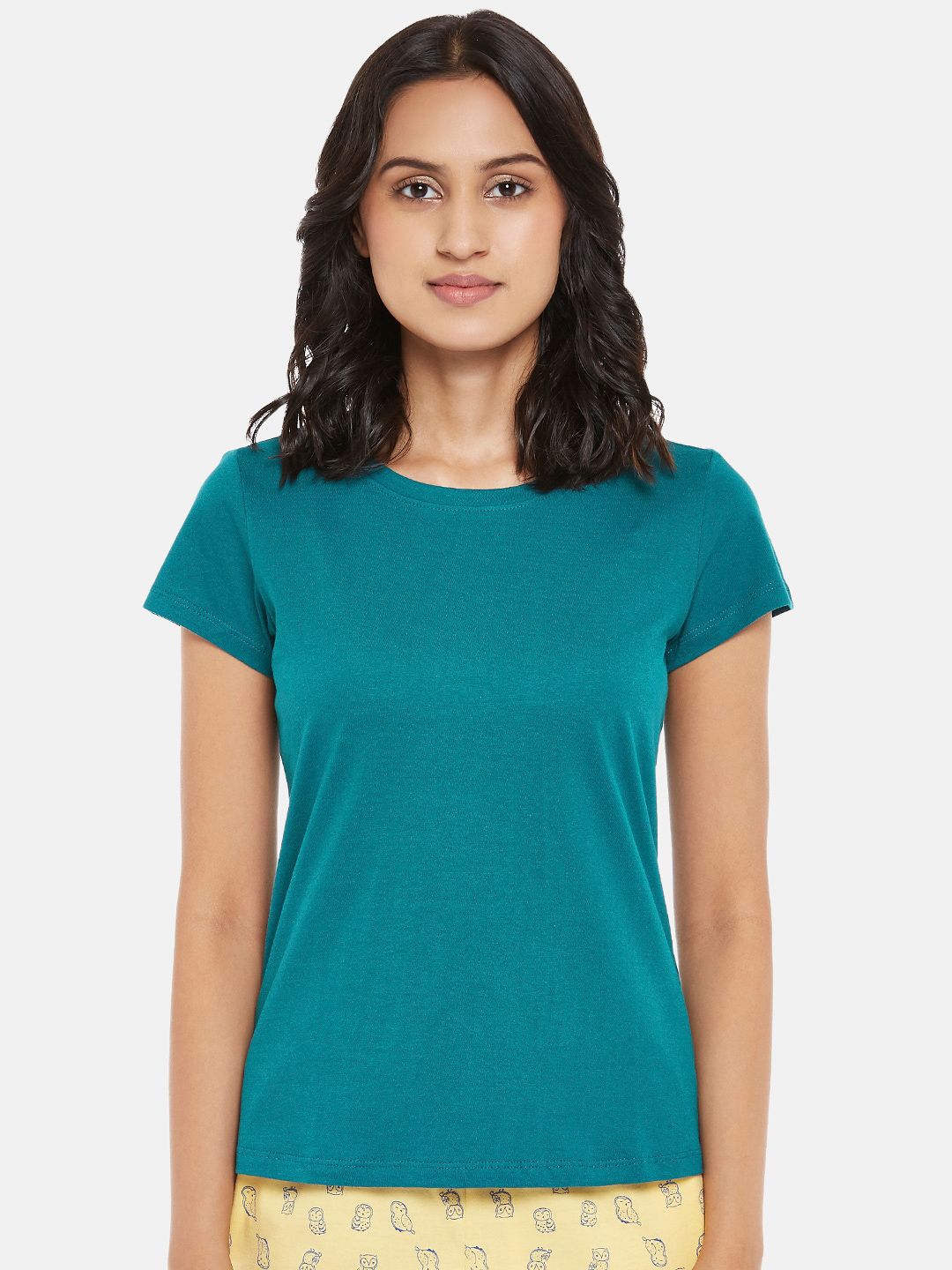 Dreamz by Pantaloons WomenTeal Regular Pure Cotton Lounge tshirt Price in India
