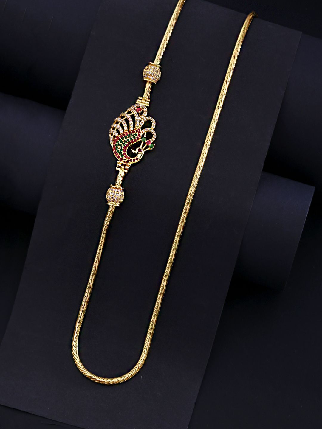 Yellow Chimes Gold-Toned & Pink Copper Gold-Plated Handcrafted Necklace Price in India