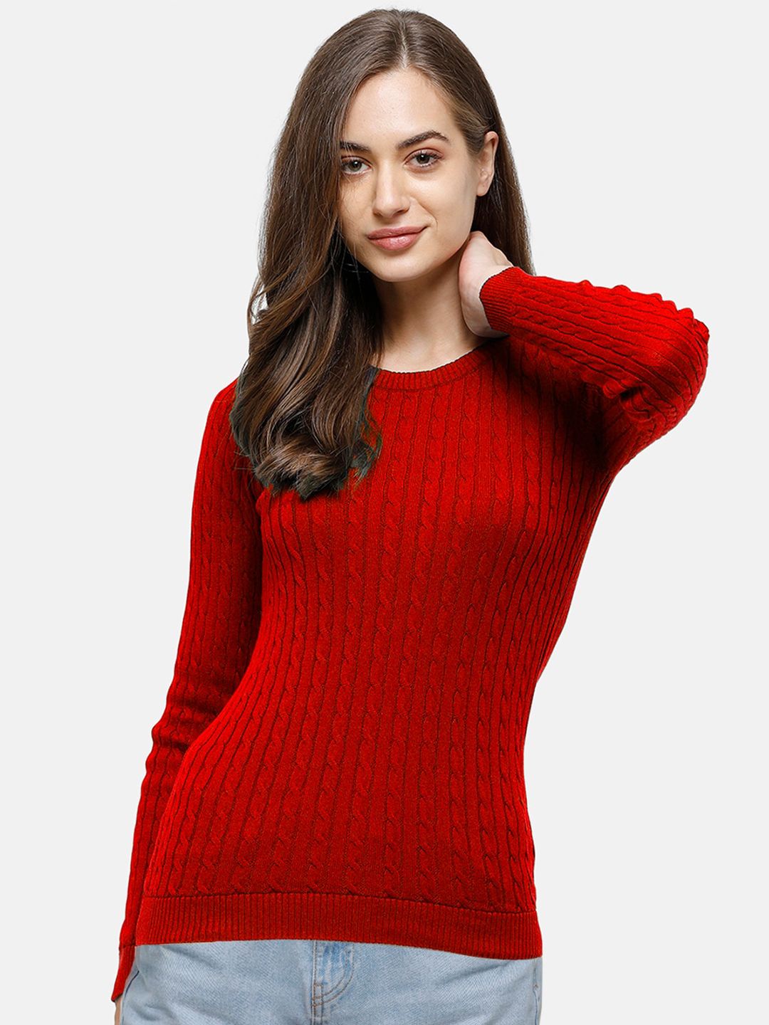 98 Degree North Women Red Pullover Price in India