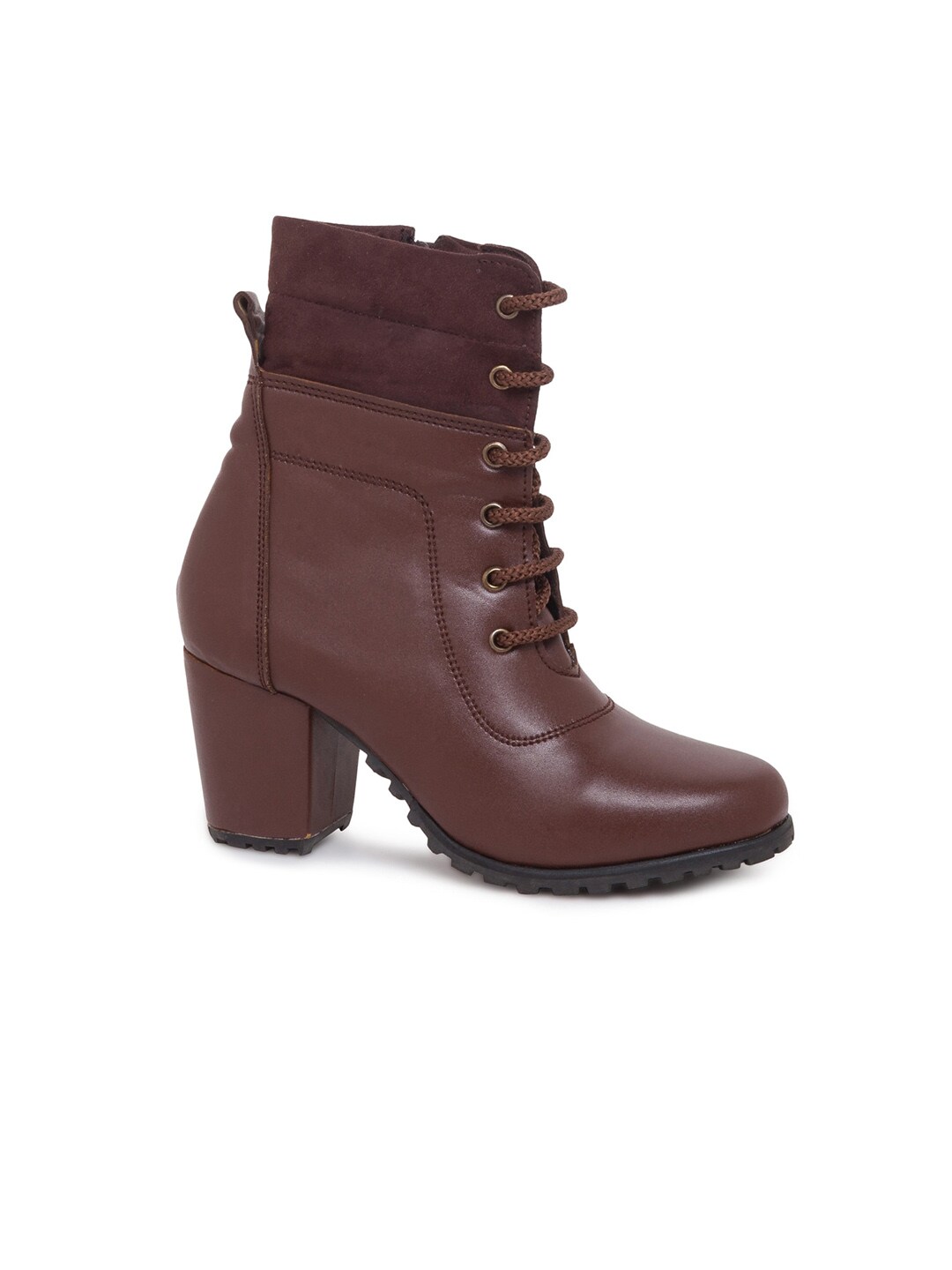 Sole To Soul Brown Block Heeled Boots Price in India