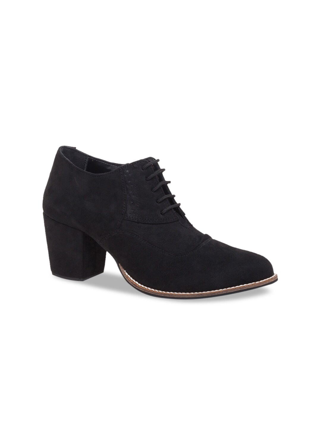 Sole To Soul Black Suede Block Heeled Boots Price in India