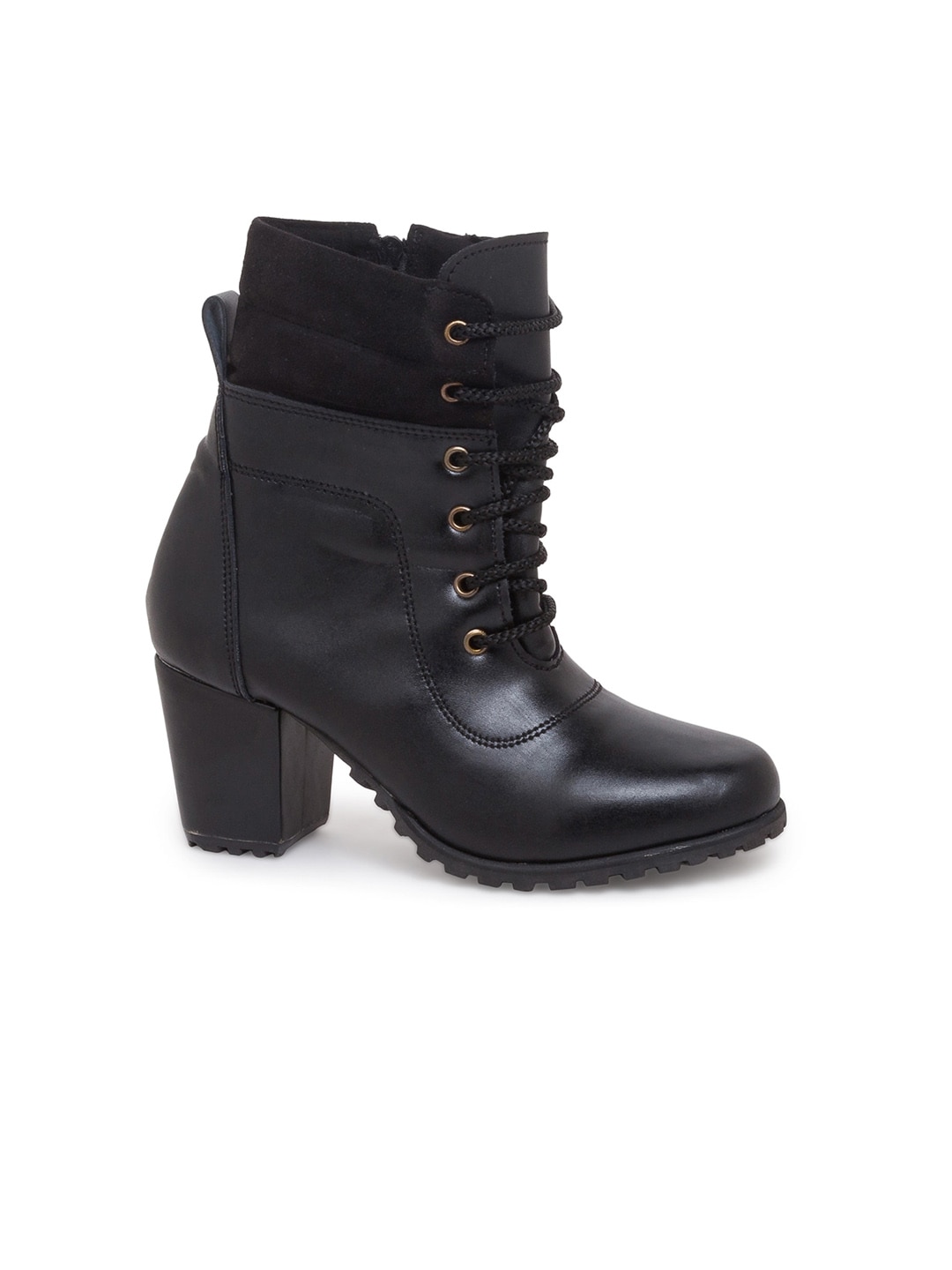 Sole To Soul Women Black Block Heeled Boots Price in India