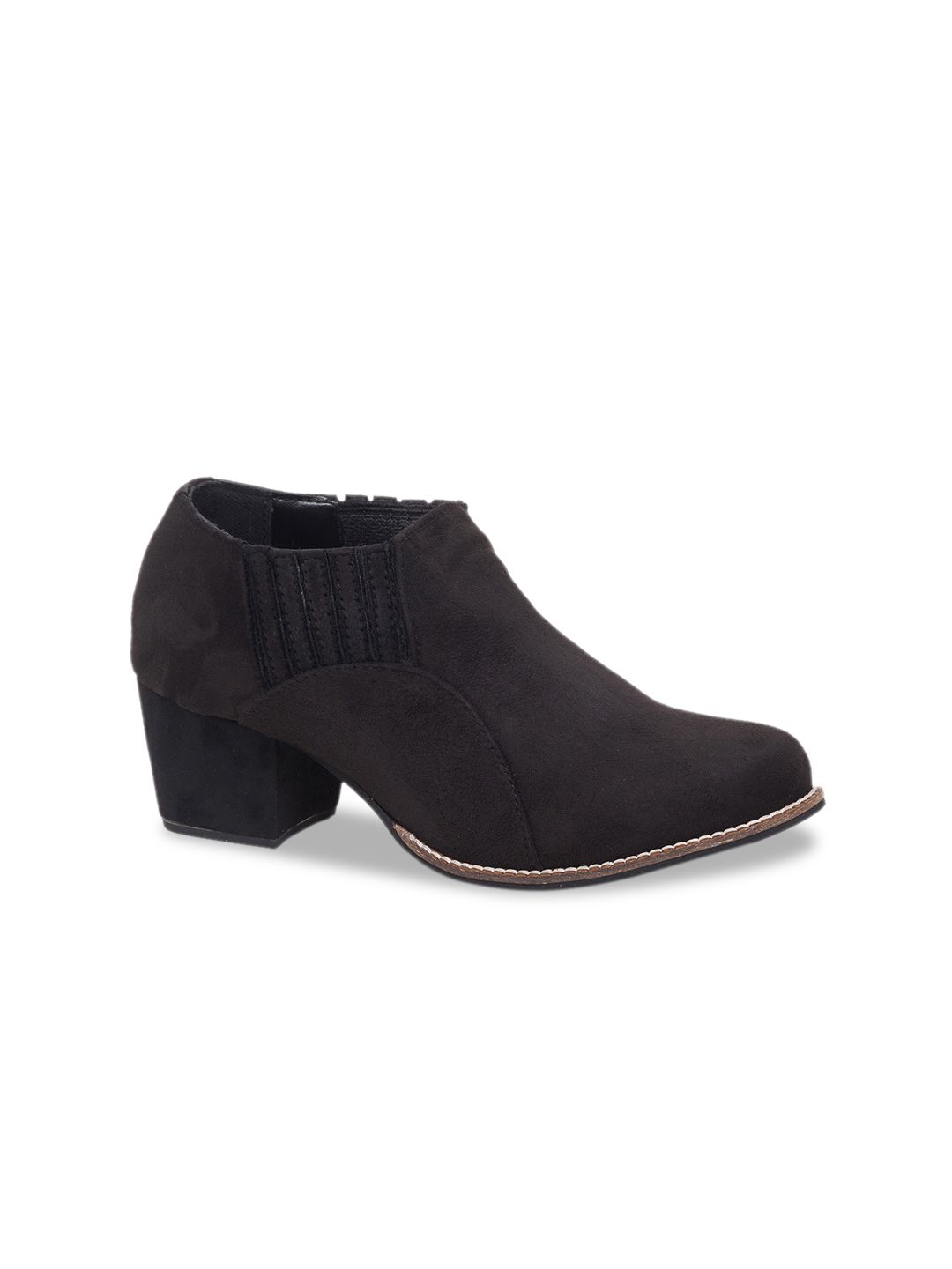 Sole To Soul Woman Black Suede Block Heeled Boots Price in India