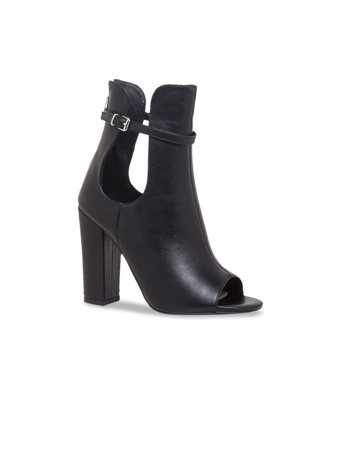 Sole To Soul Women Black Block Heeled Boots Price in India