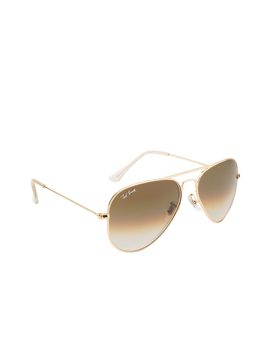 Ted Smith Unisex Brown Lens & Gold-Toned Aviator Sunglasses with UV Protected Lens Price in India